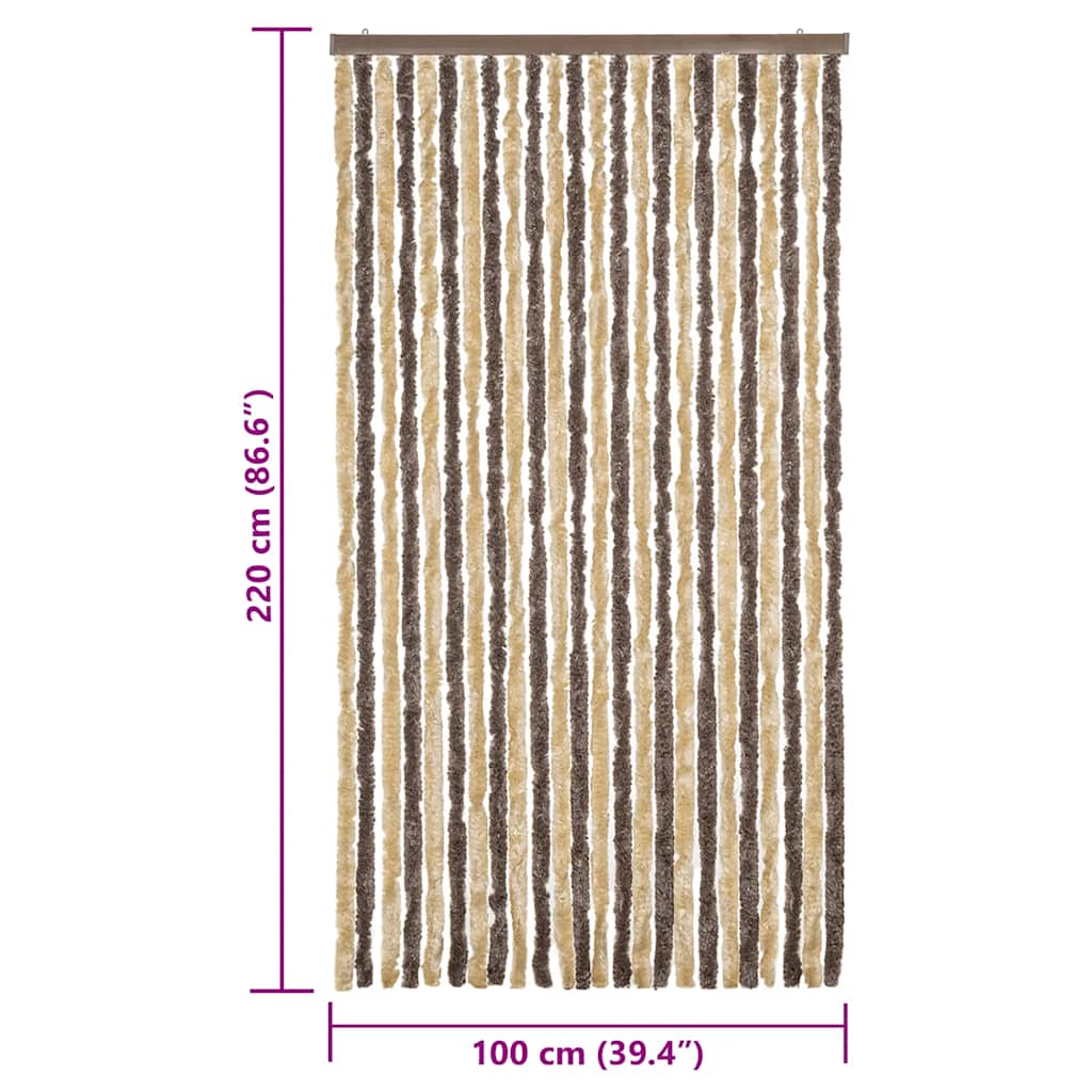 Zastor protiv muha tamnosmeđi i bež 100 x 220 cm od šenila