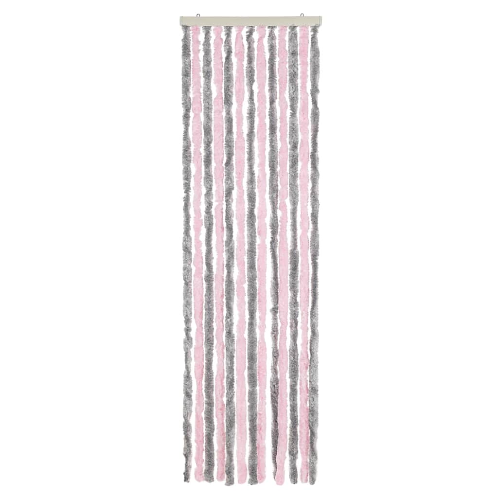 Zastor protiv muha srebrnosivi i ružičasti 56x200 cm šenil