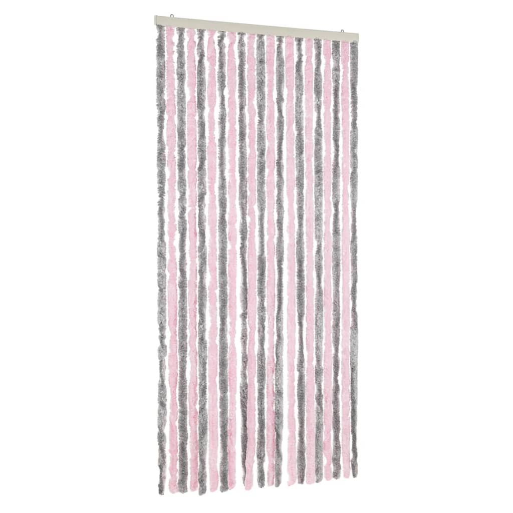 Zastor protiv muha srebrnosivi i ružičasti 90 x 200 cm šenil