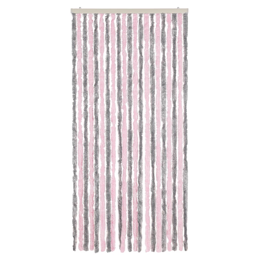 Zastor protiv muha srebrnosivi i ružičasti 90 x 220 cm šenil