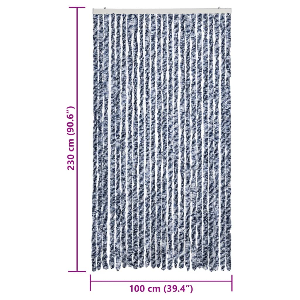 Zastor protiv muha plava i bijeli 100 x 230 cm od šenila