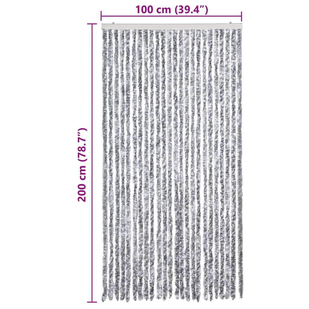 Zastor protiv muha bijelo-sivi 100 x 200 cm od šenila