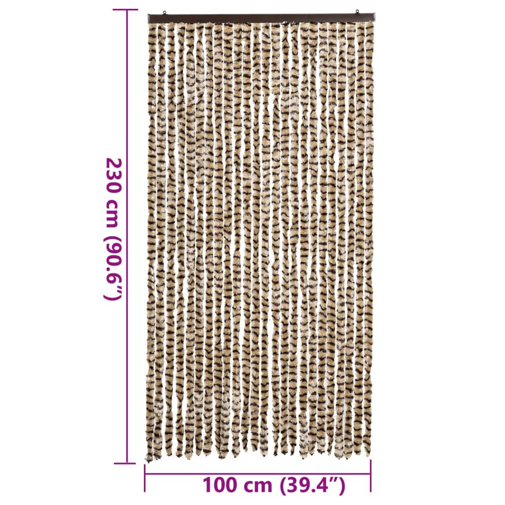 Zastor protiv muha bež i smeđa 100 x 230 cm od šenila