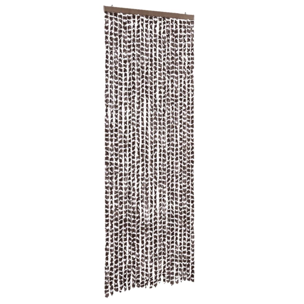 Zastor protiv muha smeđa i bijela 90 x 200 cm od šenila