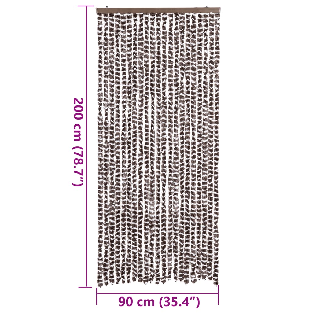 Zastor protiv muha smeđa i bijela 90 x 200 cm od šenila