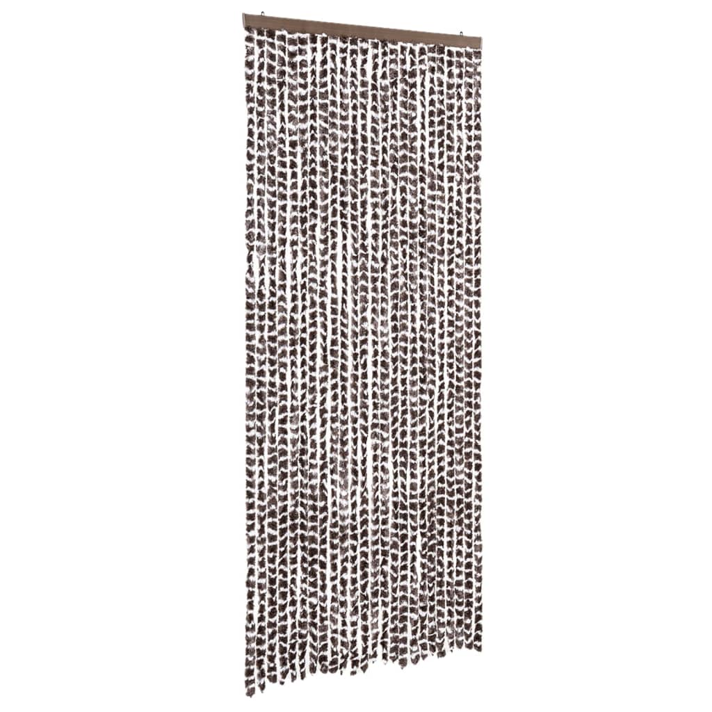 Zastor protiv muha smeđa i bijela 100 x 230 cm od šenila