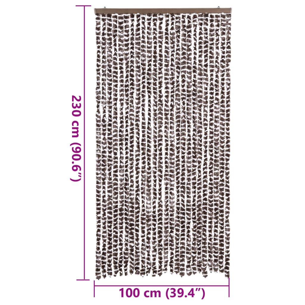 Zastor protiv muha smeđa i bijela 100 x 230 cm od šenila