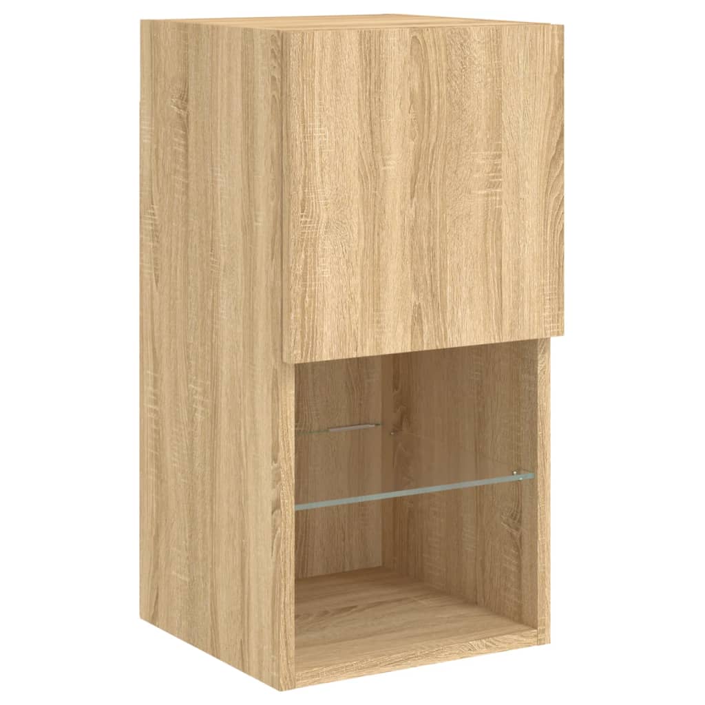 4-dijelni zidni TV ormarići s LED svjetlima boja hrasta sonome