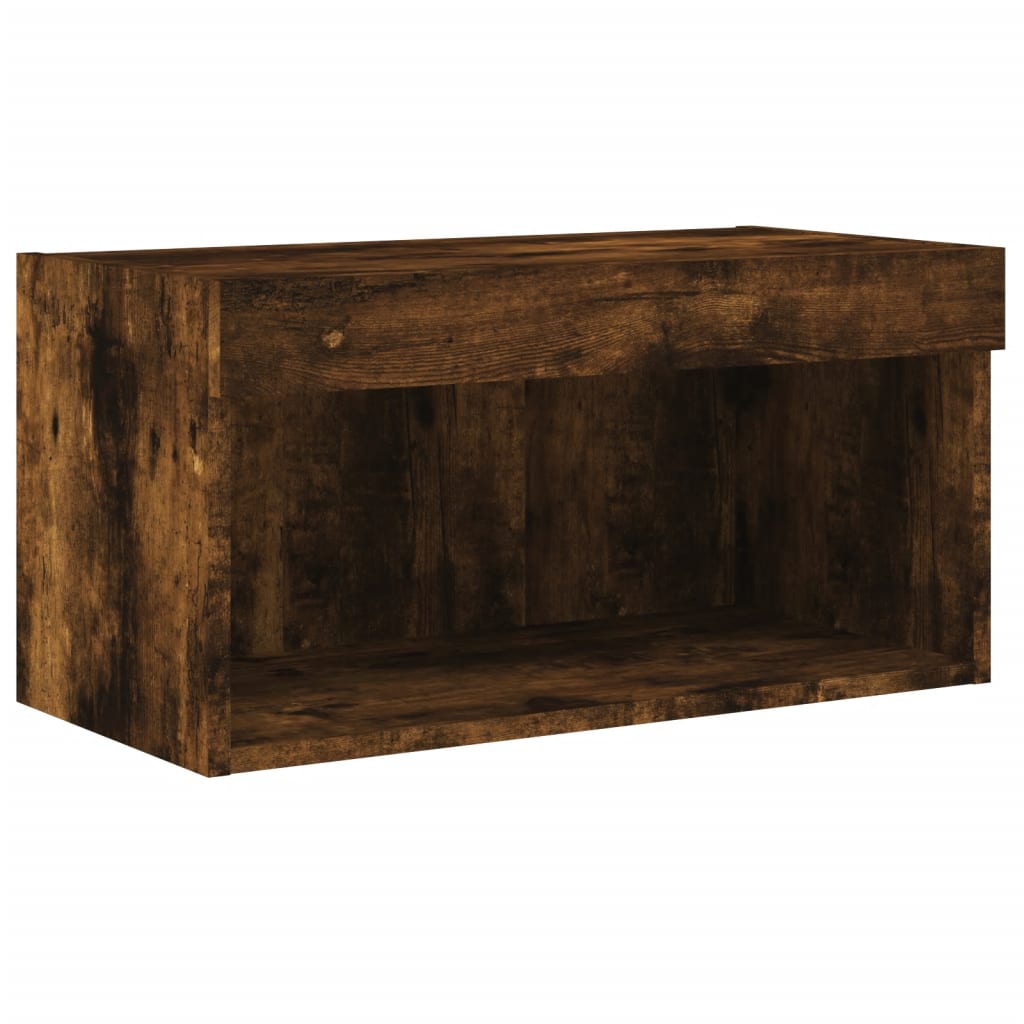 6-dijelni zidni TV elementi s LED svjetlima boja hrasta drveni