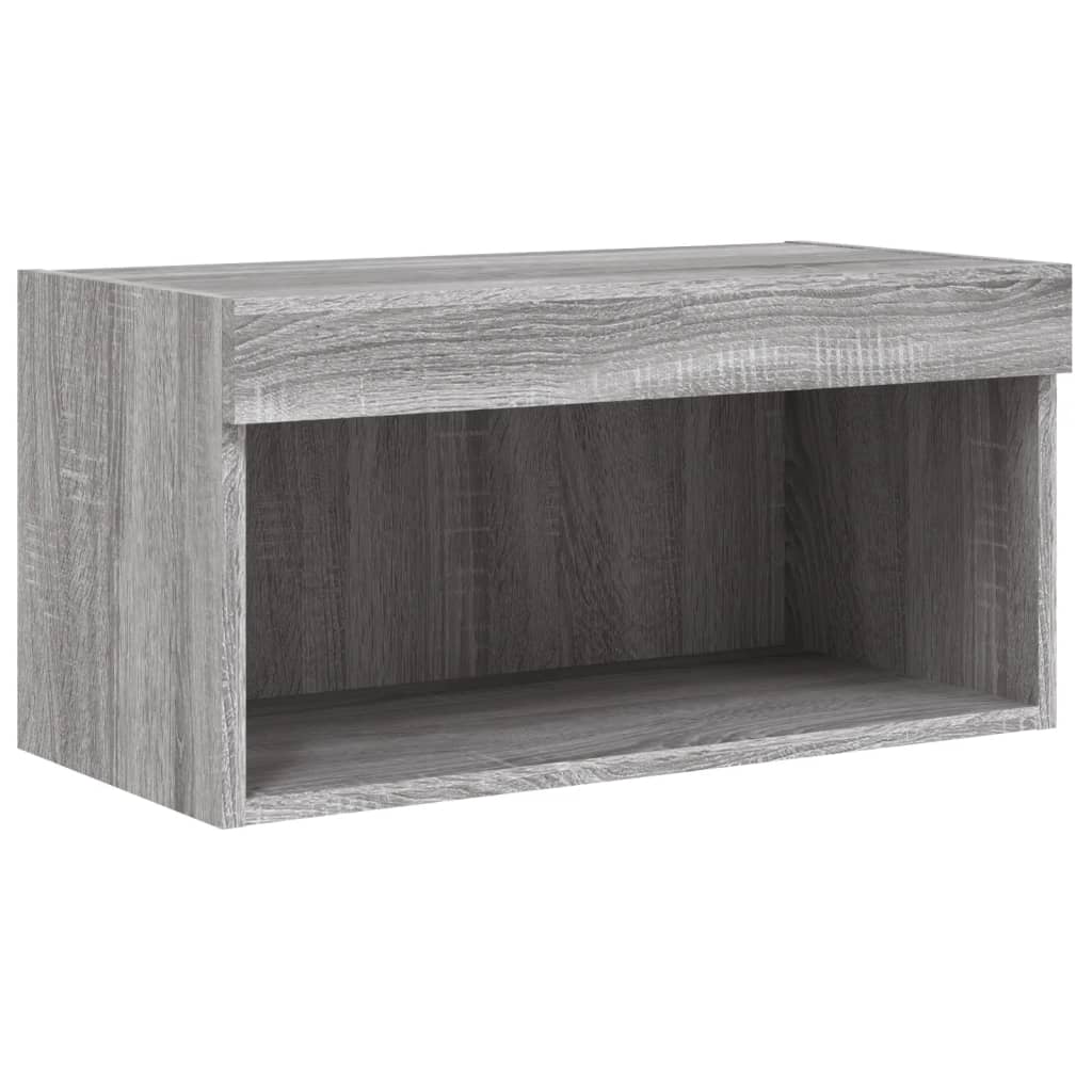 6-dijelni zidni TV elementi s LED svjetlima boja sivog hrasta