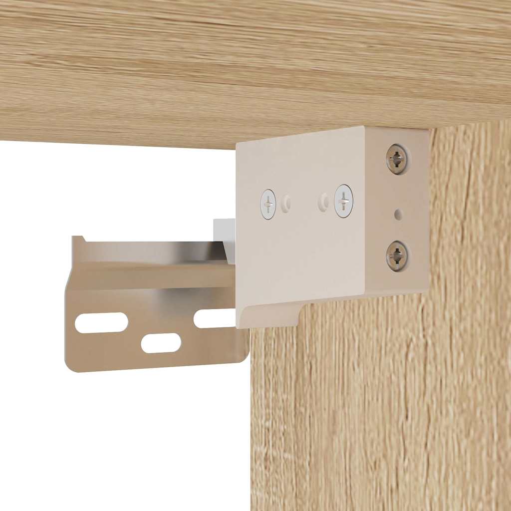5-dijelni zidni TV elementi s LED svjetlima boja hrasta drveni