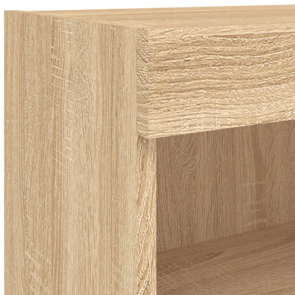 6-dijelni zidni TV elementi s LED svjetlima boja hrasta drveni