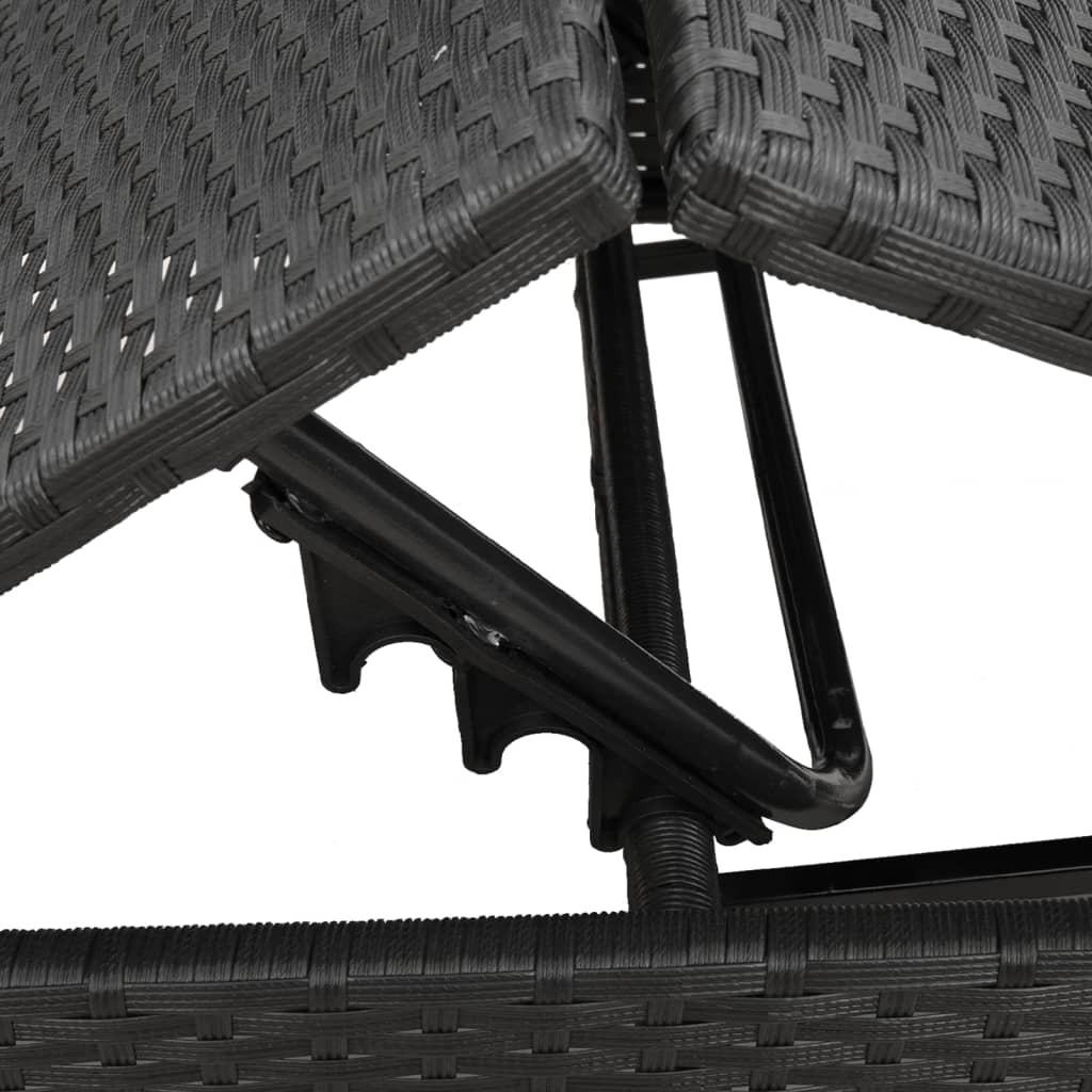 Ležaljke za sunčanje 2 kom sa stolom crni poliratan