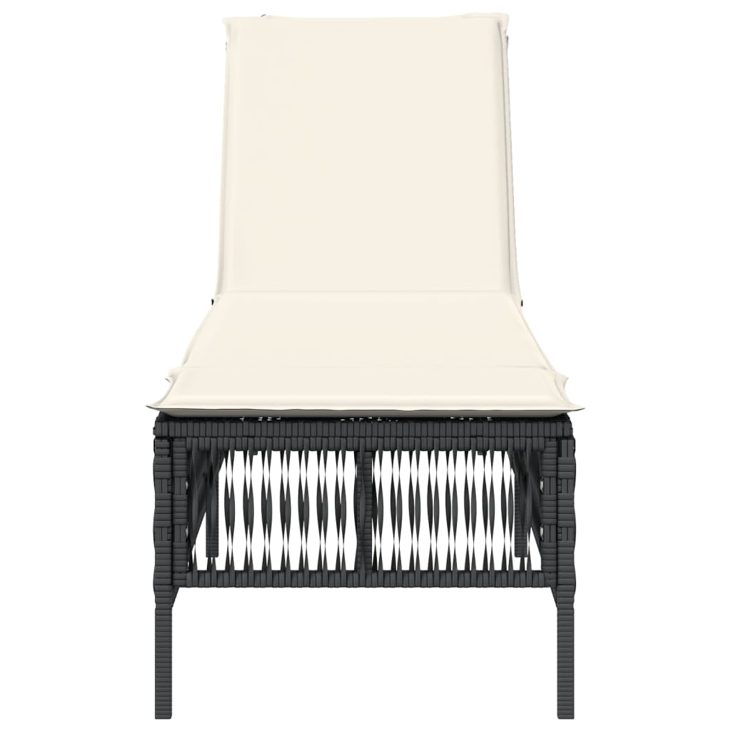 Ležaljka za sunčanje s jastukom crna od poliratana