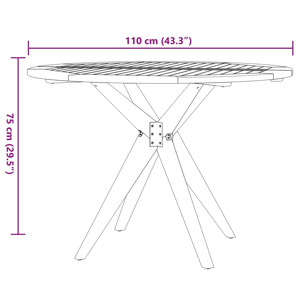 Vrtni stol okrugli Ø 110 x 75 cm od masivnog bagremovog drva