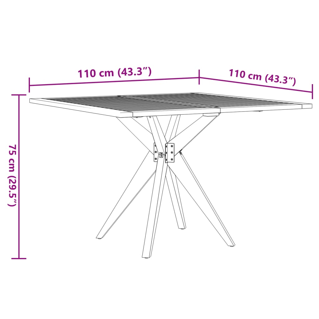 Vrtni stol četvrtasti 110 x 110 x 75 cm masivno bagremovo drvo