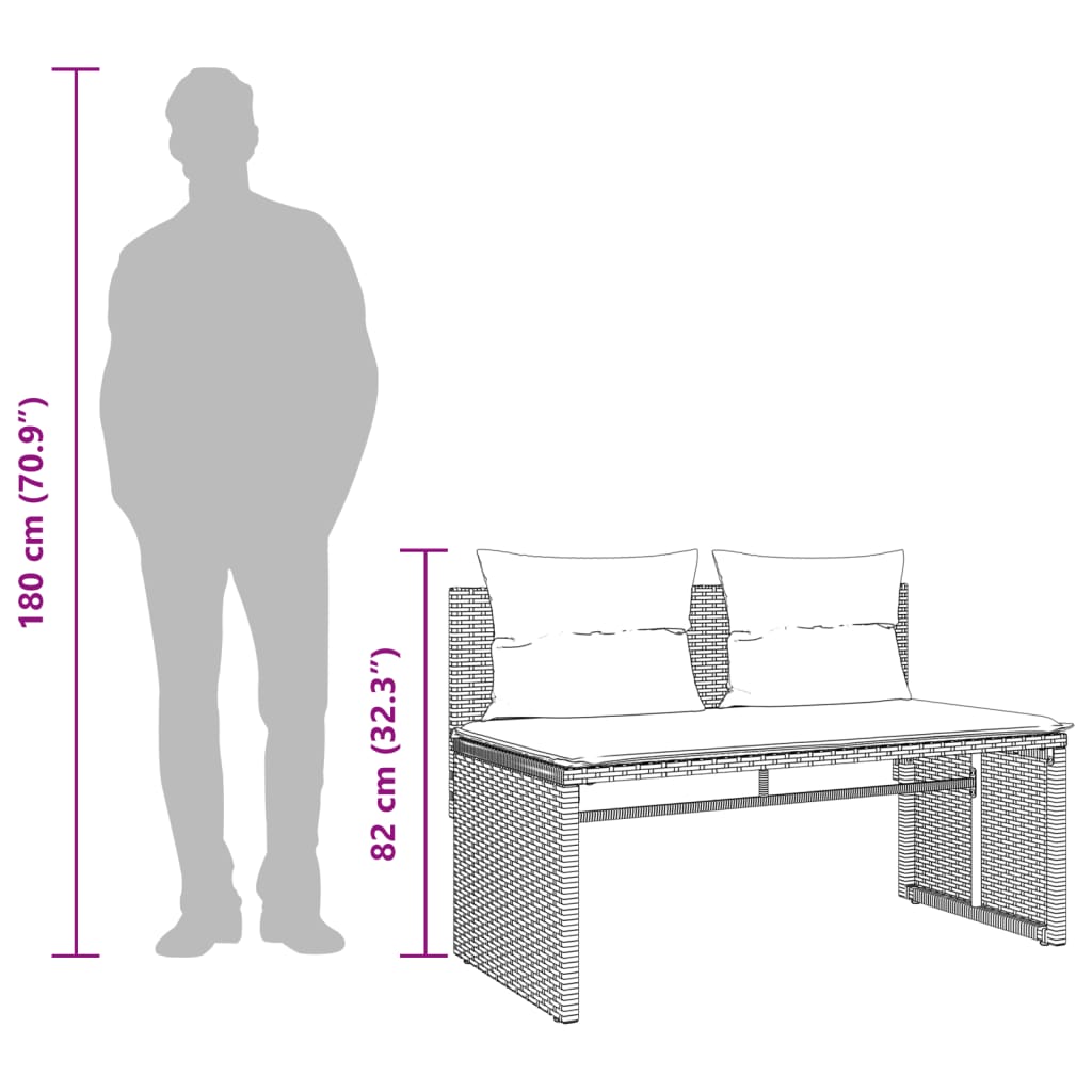 4-dijelni set vrtnih sofa od poliratana s jastucima crni