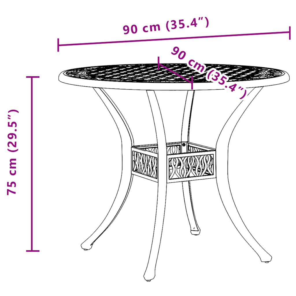 Vrtni stol crni Ø 90 x 75 cm od lijevanog aluminija