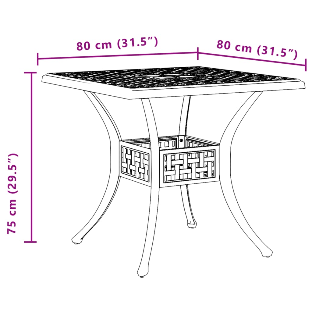 Vrtni stol brončani 80 x 80 x 75 cm od lijevanog aluminija