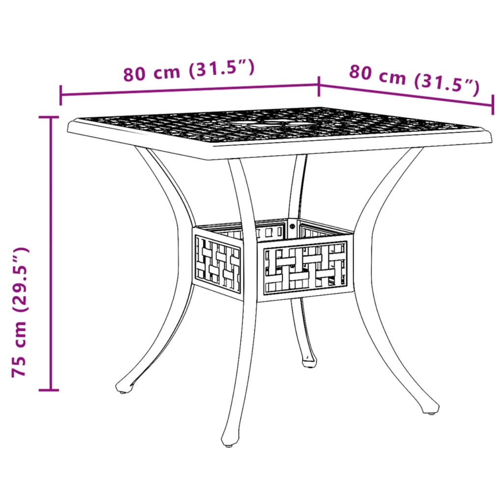 Vrtni stol zeleni 80x80x75 cm od lijevanog aluminija