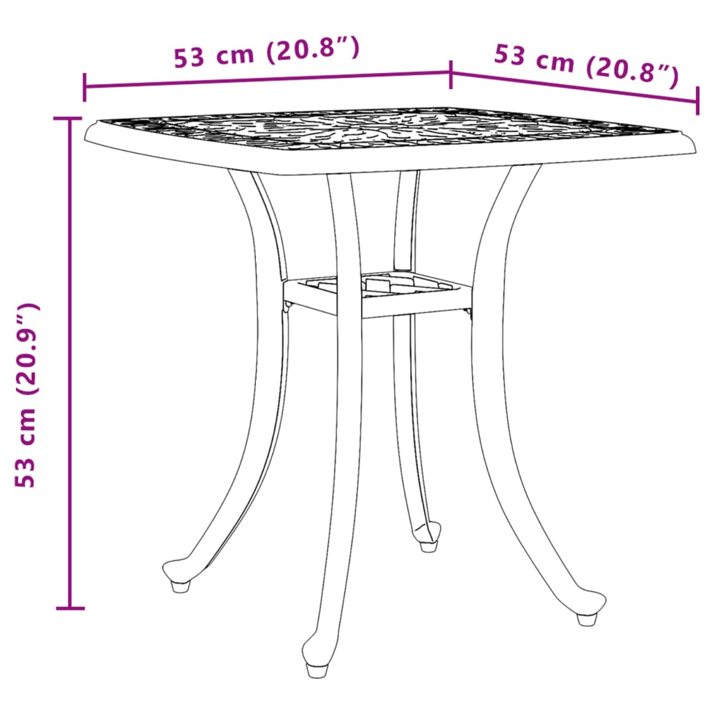 Vrtni stol brončani 53 x 53 x 53 cm od lijevanog aluminija