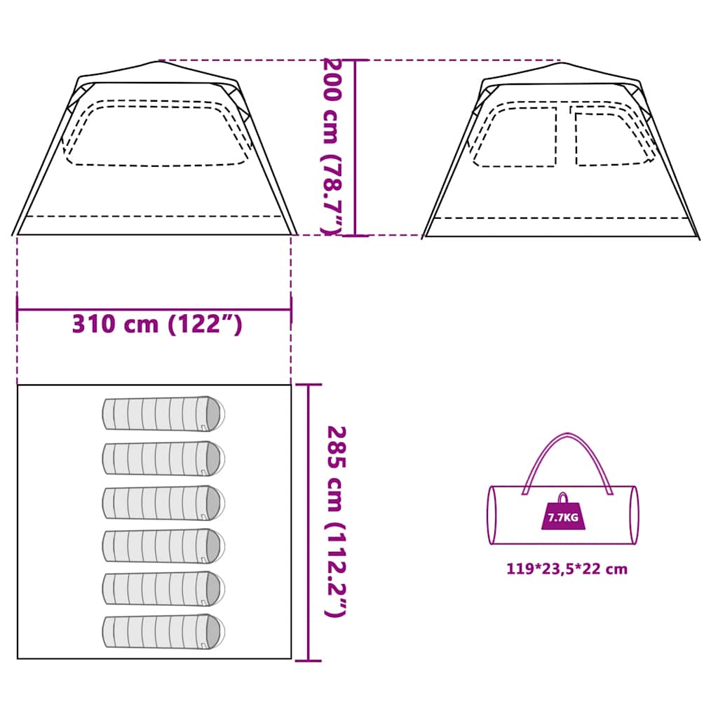 Kupolasti obiteljski šator za 6 osoba plavi brzo otpuštanje