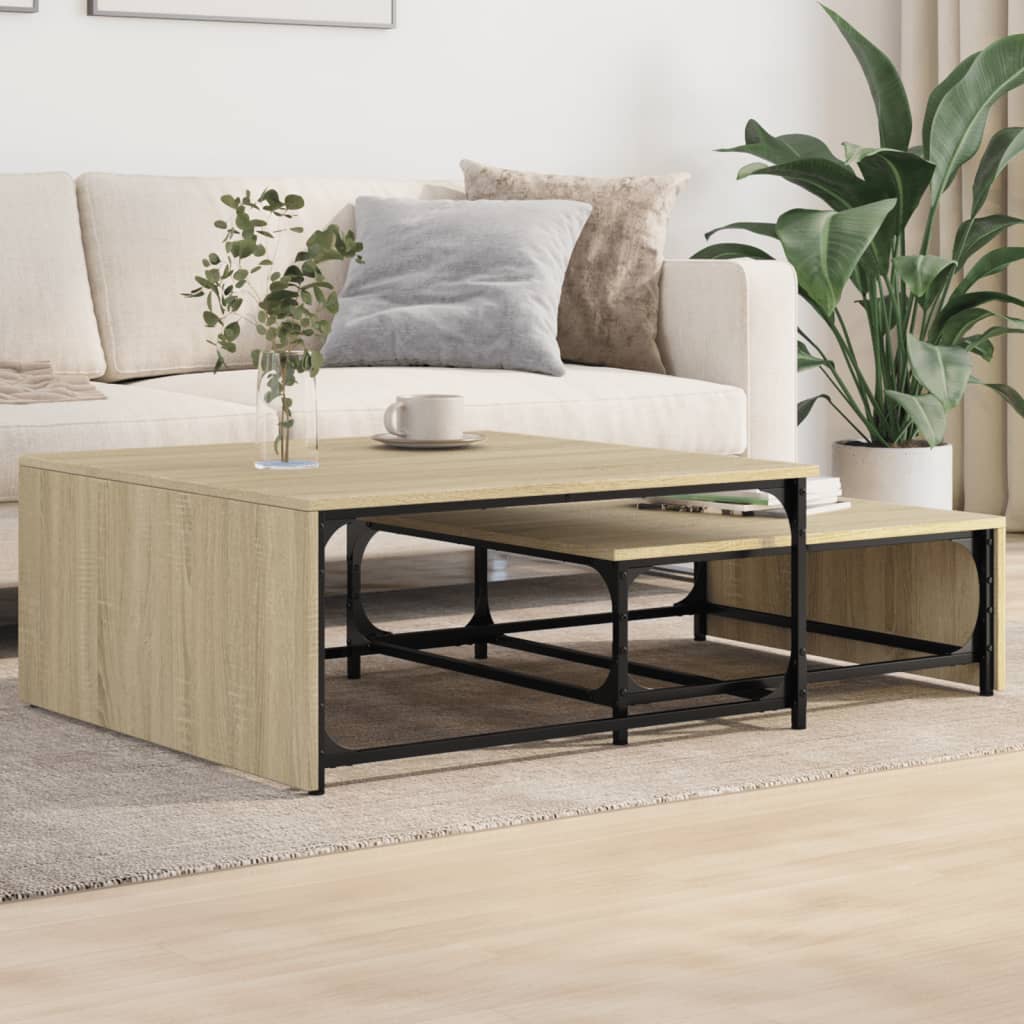 Uklapajući stolići za kavu 2 kom boja hrasta od drva i metala