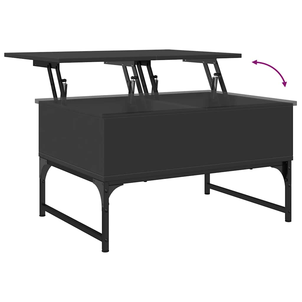 Stolić za kavu crni 70 x 50 x 40 cm konstruirano drvo i metal