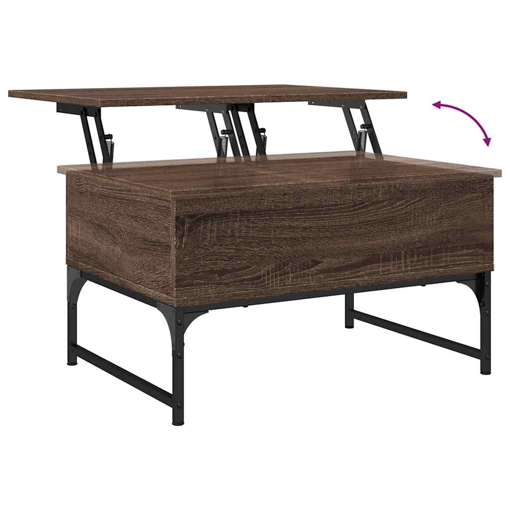 Stolić za kavu smeđa boja hrasta 70x50x40 cm od drva i metala