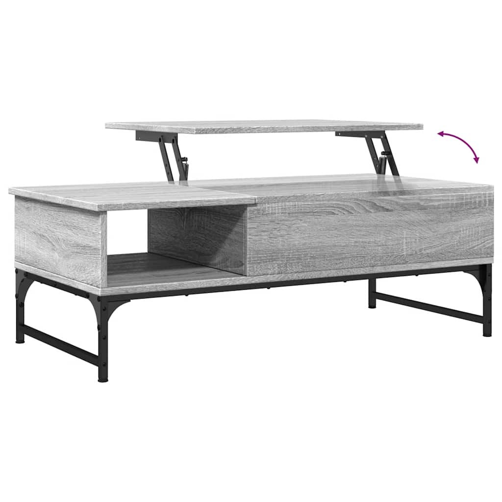 Stolić za kavu siva boja hrasta 100x50x35 cm od drva i metala