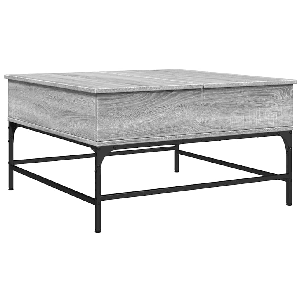 Stolić za kavu siva boja hrasta 80x80x45 cm od drva i metala