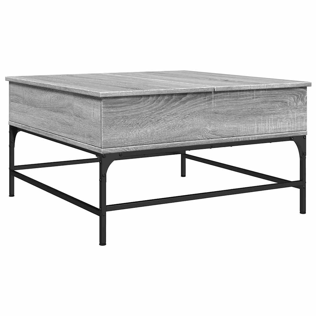 Stolić za kavu siva boja hrasta 80x80x45 cm od drva i metala