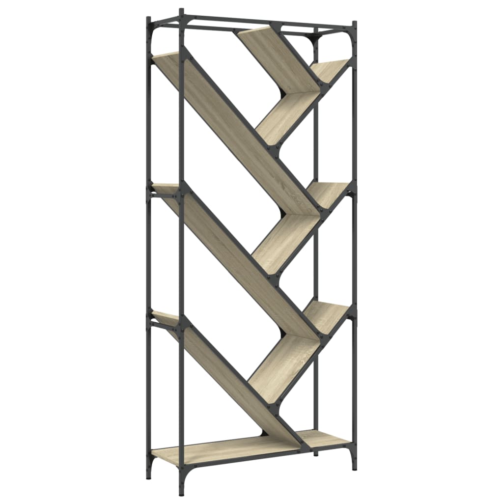 Regal za knjige boja hrasta 79 x 30 x 180 cm od drva i metala