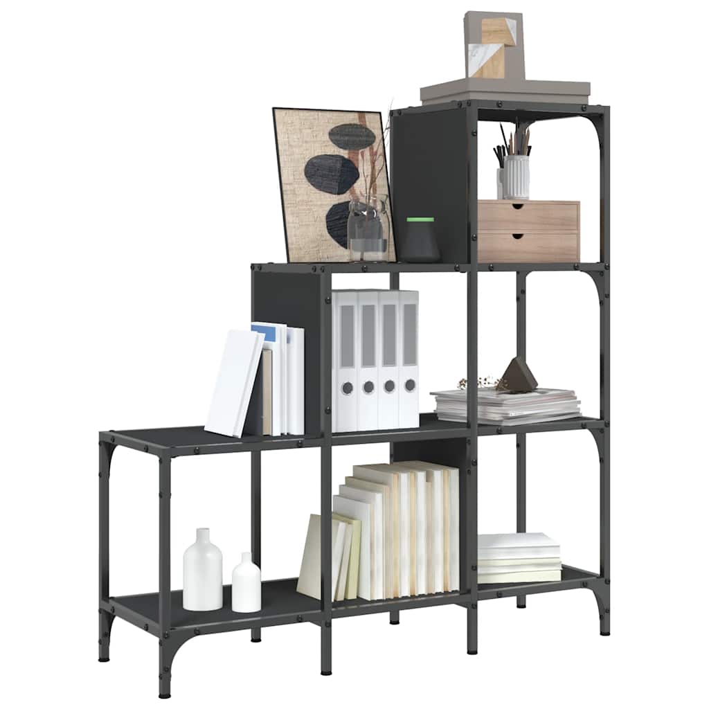 Regal za knjige crni 92 x 30 x 102 cm konstruirano drvo i metal