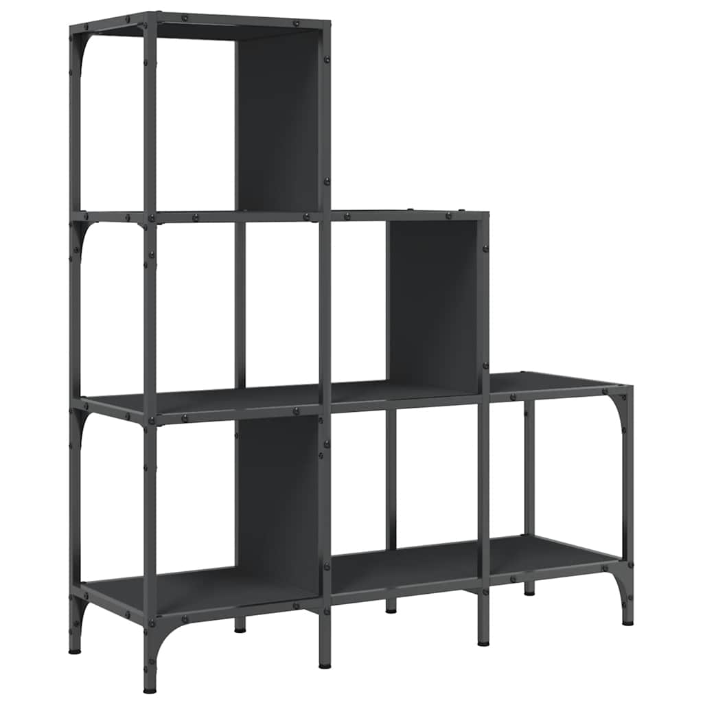 Regal za knjige crni 92 x 30 x 102 cm konstruirano drvo i metal