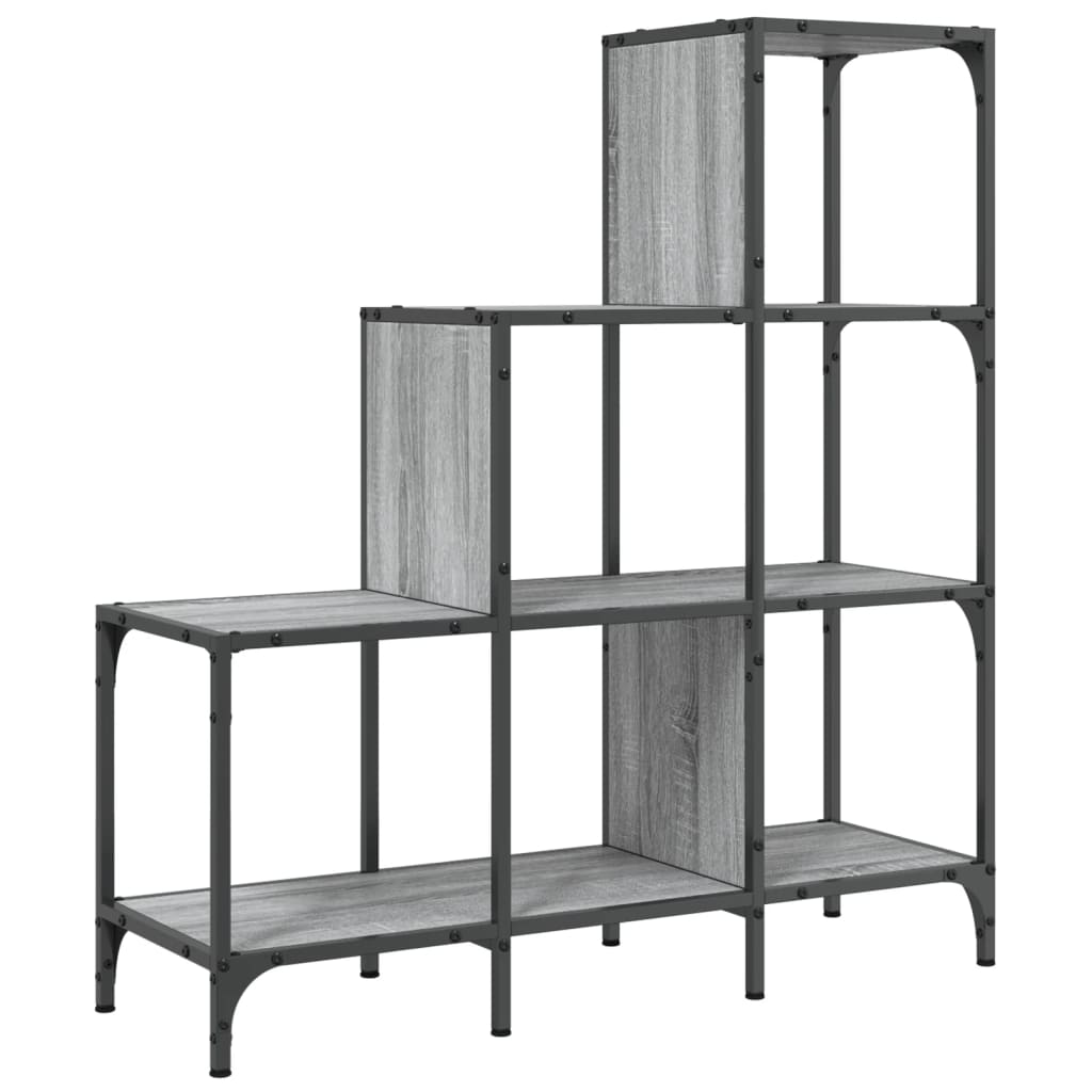 Regal za knjige siva boja hrasta 92x30x102 cm od drva i metala
