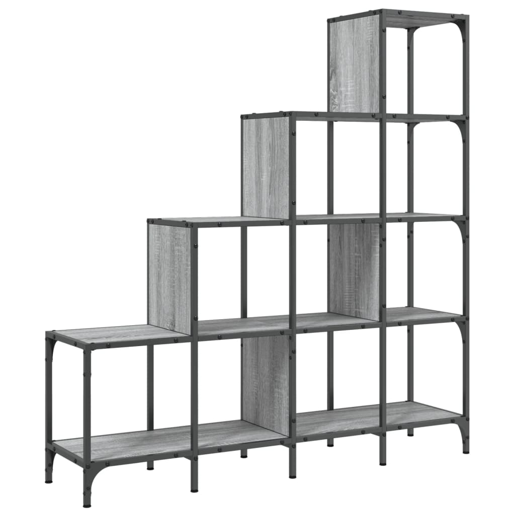 Regal za knjige siva boja hrasta 122x30x132 cm od drva i metala