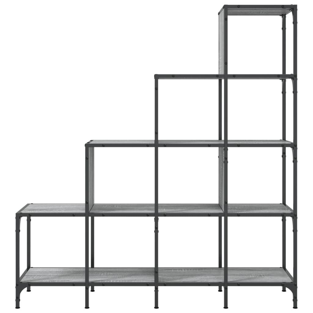 Regal za knjige siva boja hrasta 122x30x132 cm od drva i metala