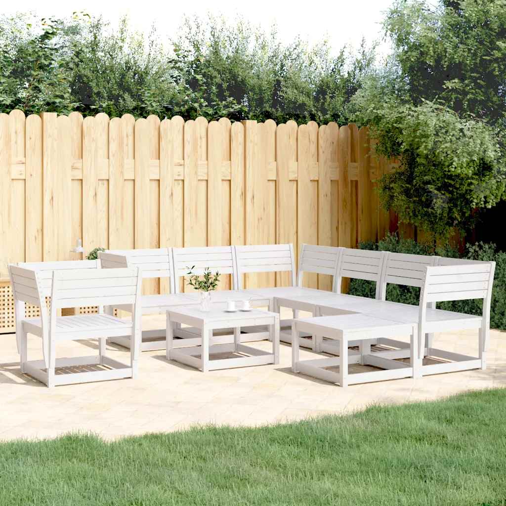 8-dijelna vrtna garnitura bijela od masivne borovine