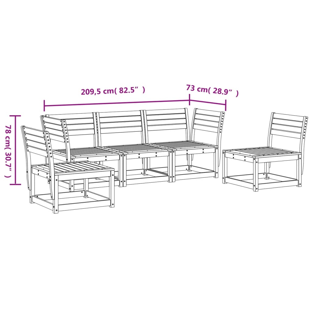 5-dijelni set vrtnih sofa od masivne borovine