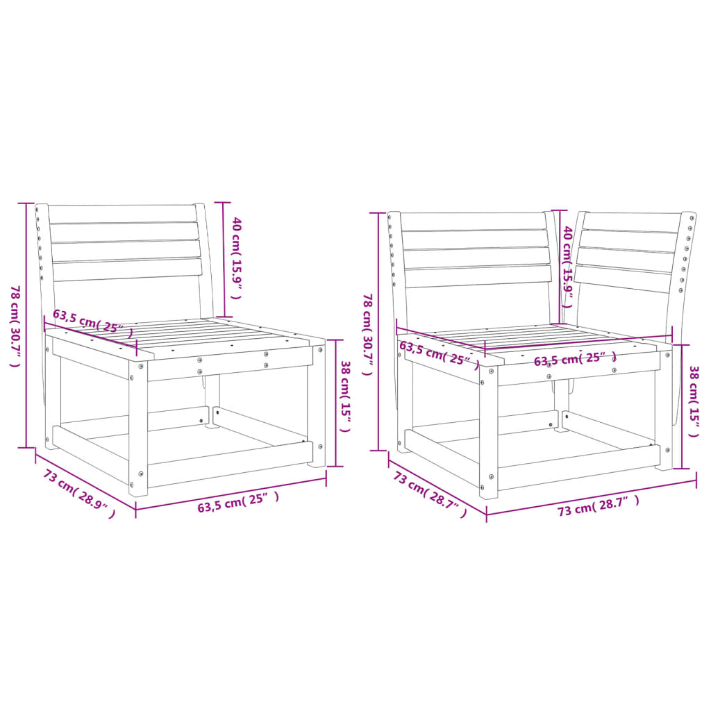 5-dijelni set vrtnih sofa od masivne borovine