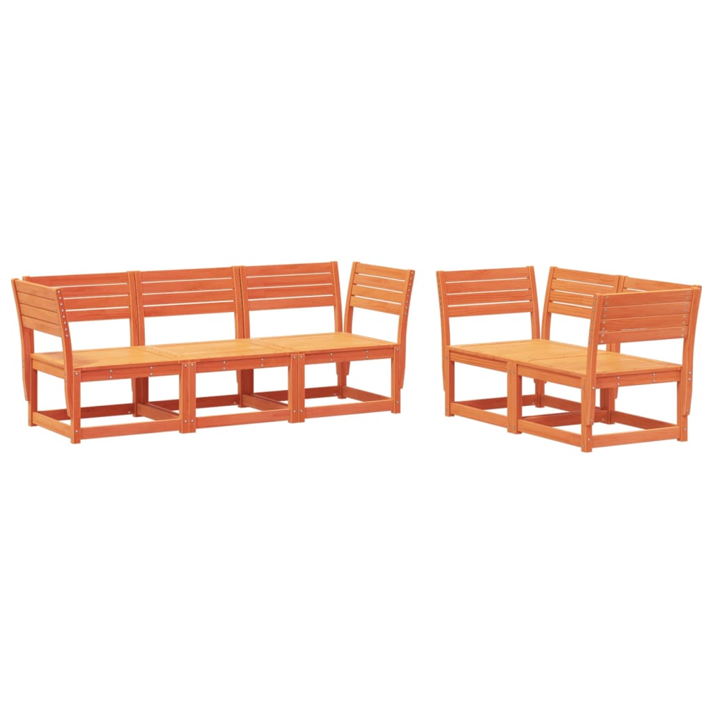 5-dijelni set vrtnih sofa voštano smeđi od masivne borovine