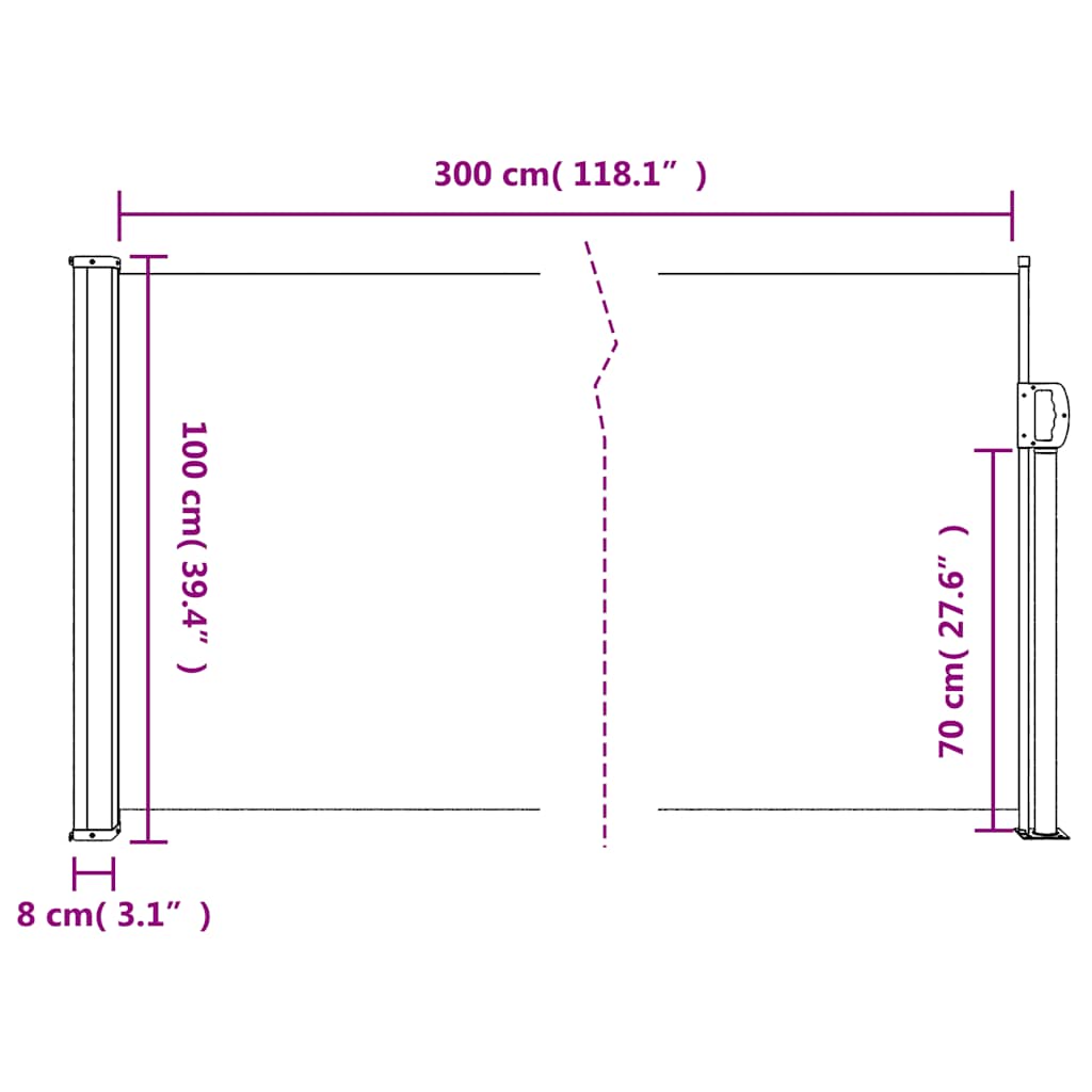 Uvlačna bočna tenda antracit boje 100x300 cm