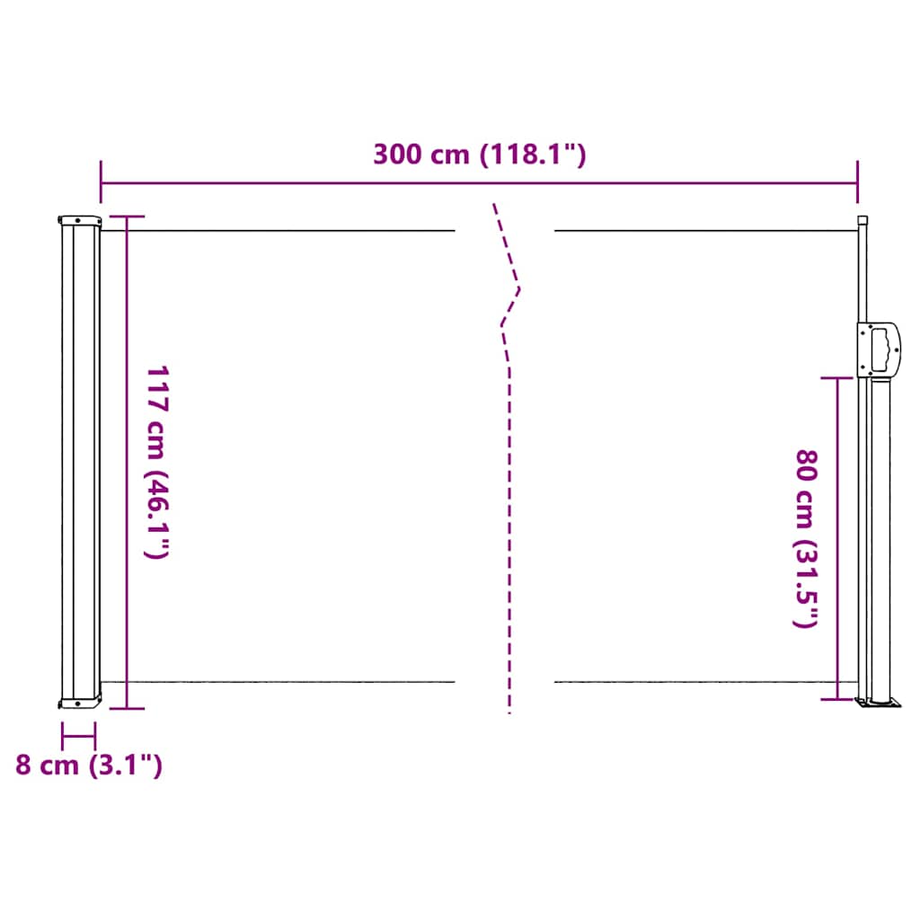 Uvlačiva bočna tenda bež 117 x 300 cm plava