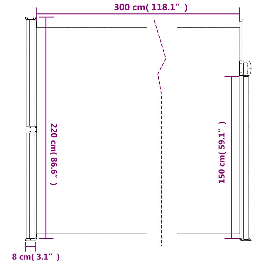 Uvlačiva bočna tenda antracit boje 220x300 cm