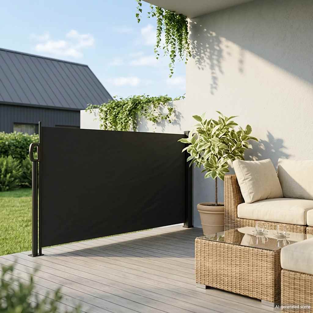 Uvlačiva bočna tenda 120 x 600 cm crna