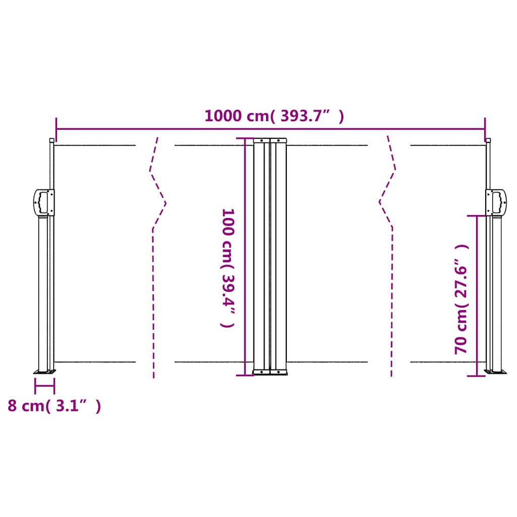 Uvlačiva bočna tenda 100 x 1000 cm crvena
