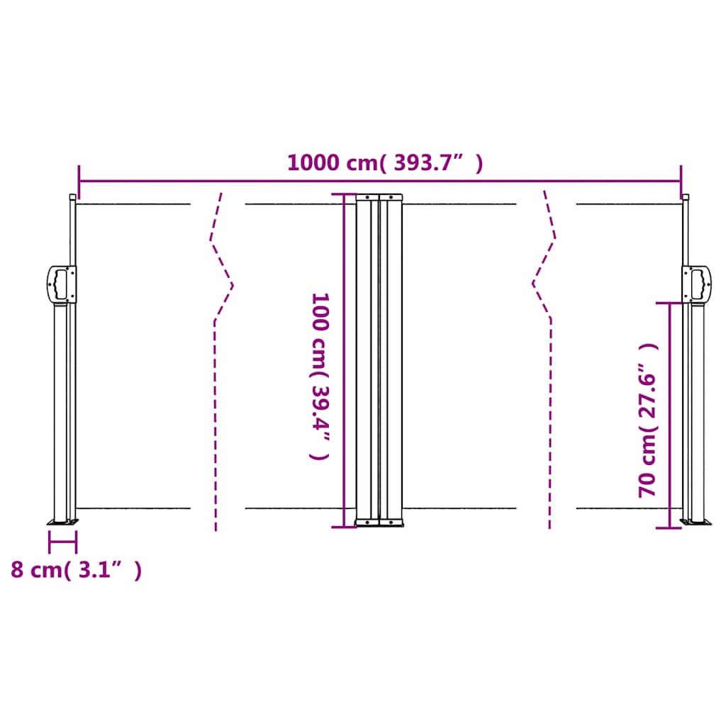 Uvlačiva bočna tenda 100 x 1000 cm terakota