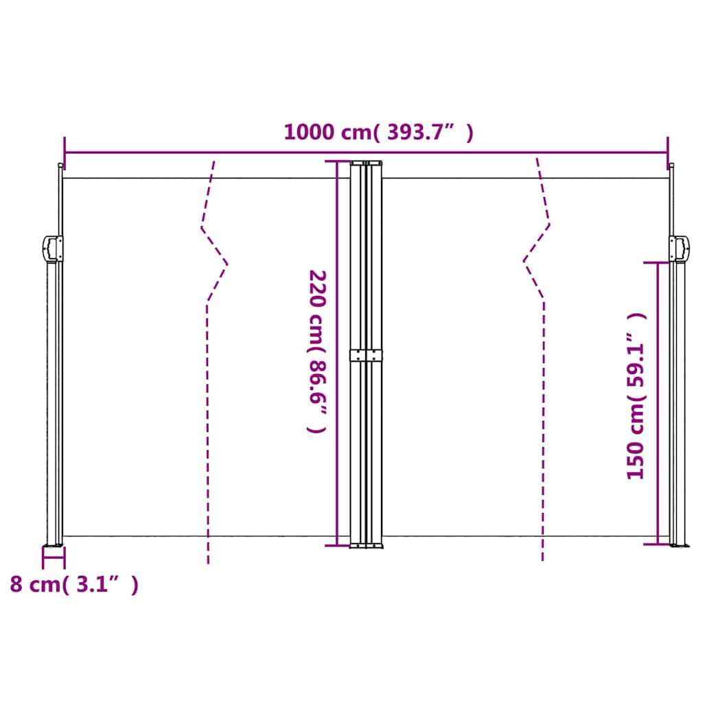Bočna tenda na uvlačenje antracit 220 x 1000 cm