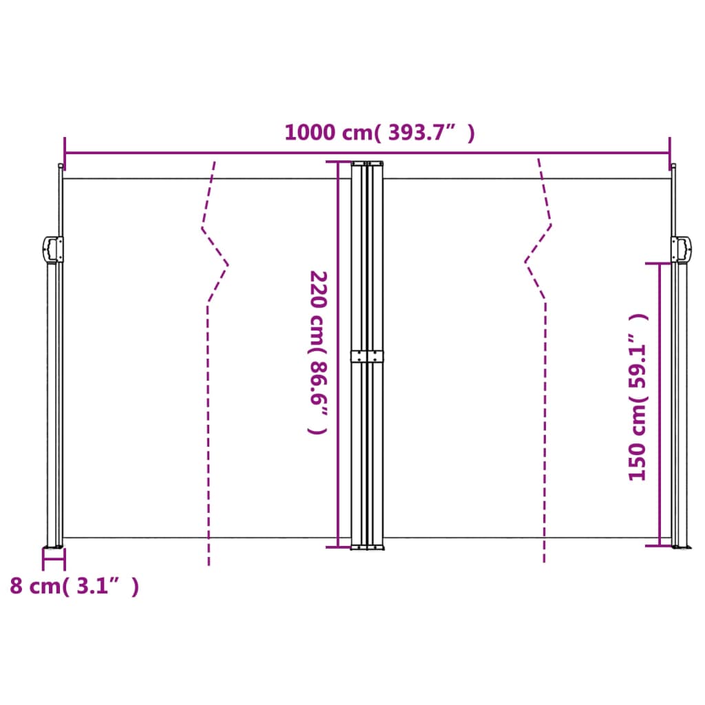 Bočna tenda na uvlačenje terakota 220 x 1000 cm